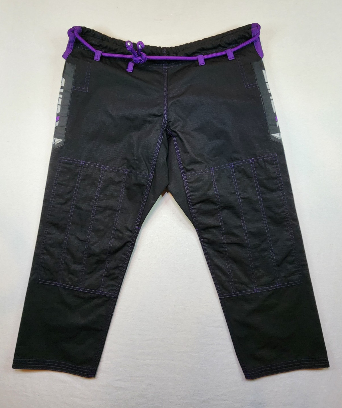Elite Sports BJJ Gi Pants Rip Stop Black Purple 40″ Waist 27″ Inseam *See Photos