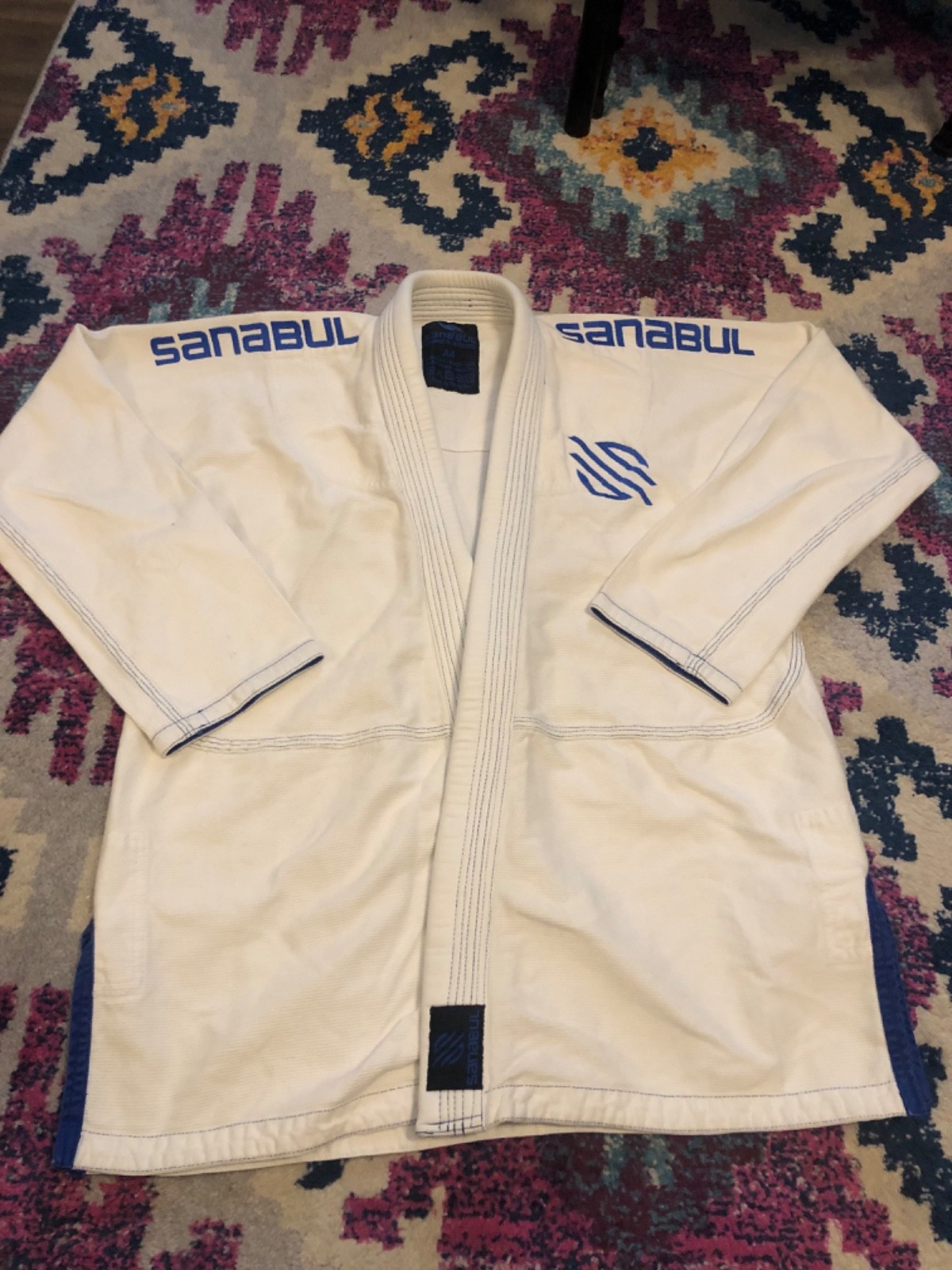 Sanabul jiu jitsu Gi mens sz A4 white with blue labeling