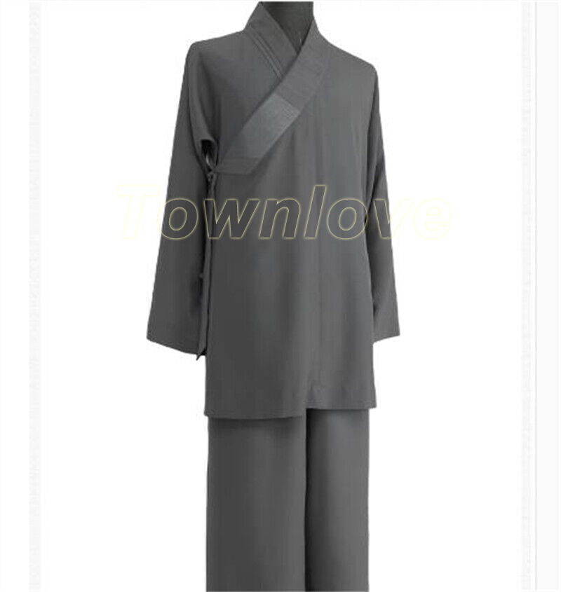 Buddhist Shaolin Monk Robe Full Set Linen Kung Fu Suit Meditation Uniforms