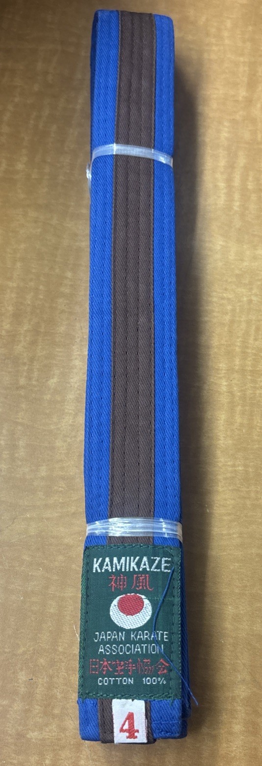 Kamikaze Karate Belt Blue With brown black Size 4