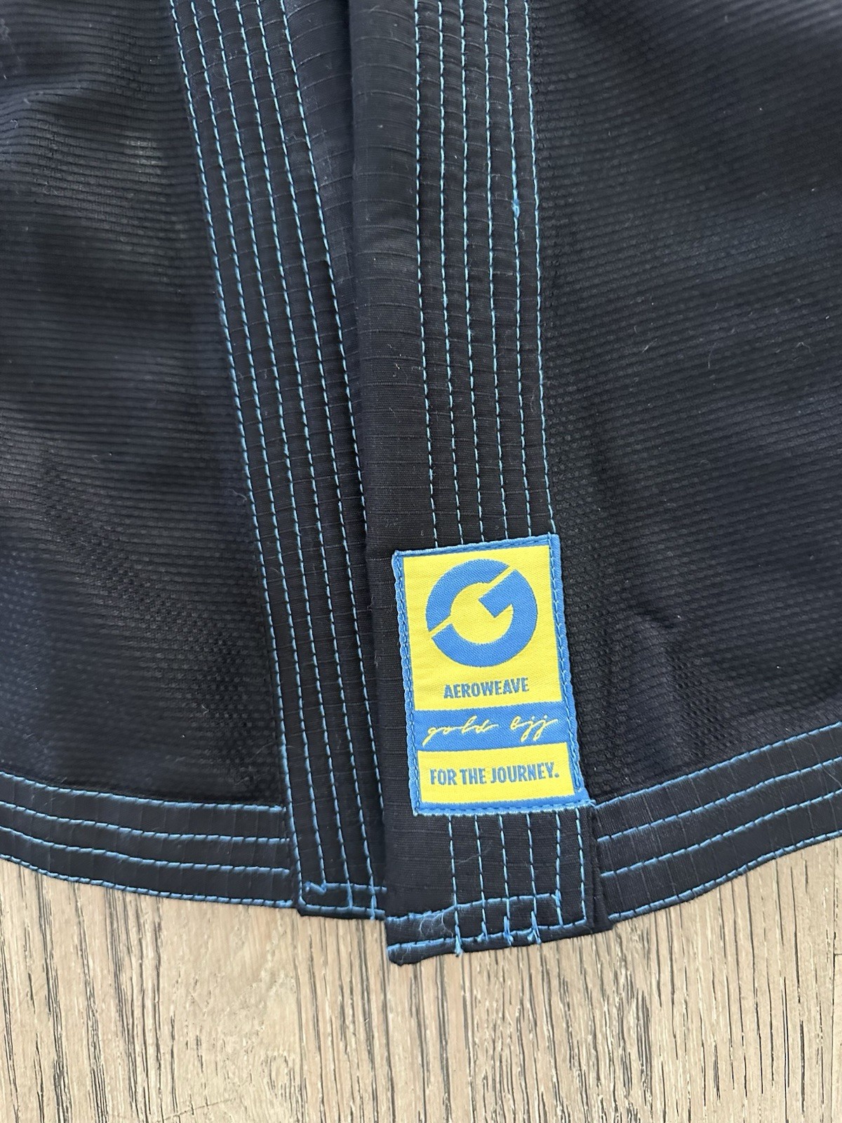 Gold BJJ Aeroweave Ultralight Gi A1 Black w/ Blue Stitching Complete BJJ Suit
