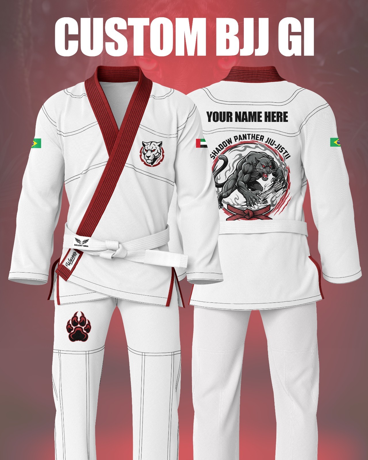 Custom BJJ Gi Pearl Weave 450 GSM + 10oz Ripstop Pants | Personalized Jiu Jitsu