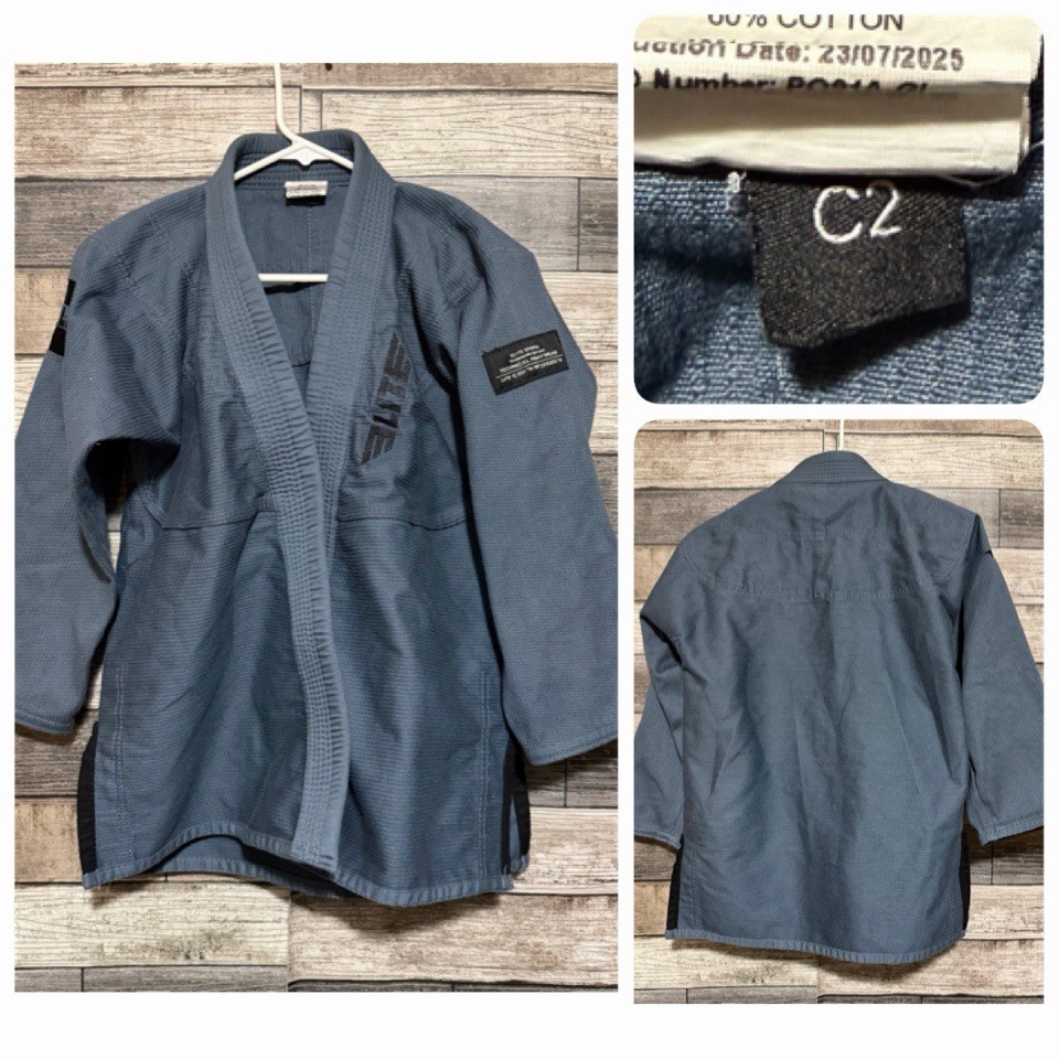 Elite Sports Gi BJJ Ju Jitsu MMA Size C2 Youth Blue Gray C1
