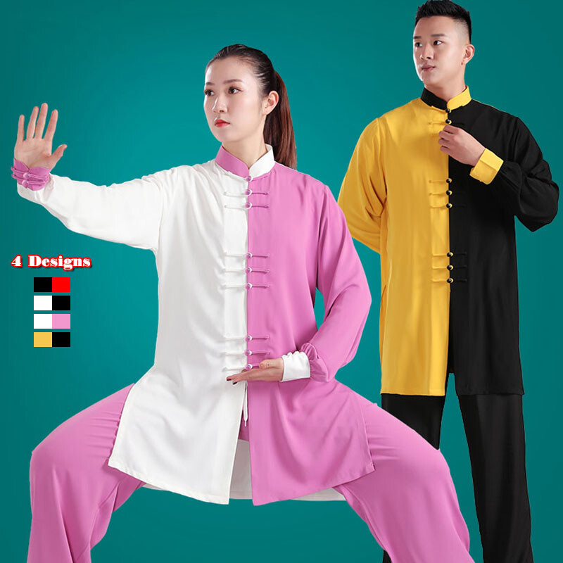 Chinese Kung Fu Tai Chi Uniform Muslin Martial Arts Suit Outfit Color Contrast