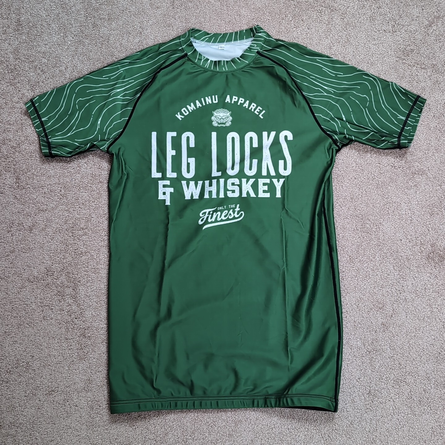 Leg Locks And Whiskey Rash Guard Komainu Apparel Mens Large Green Jiu Jitsu MMA