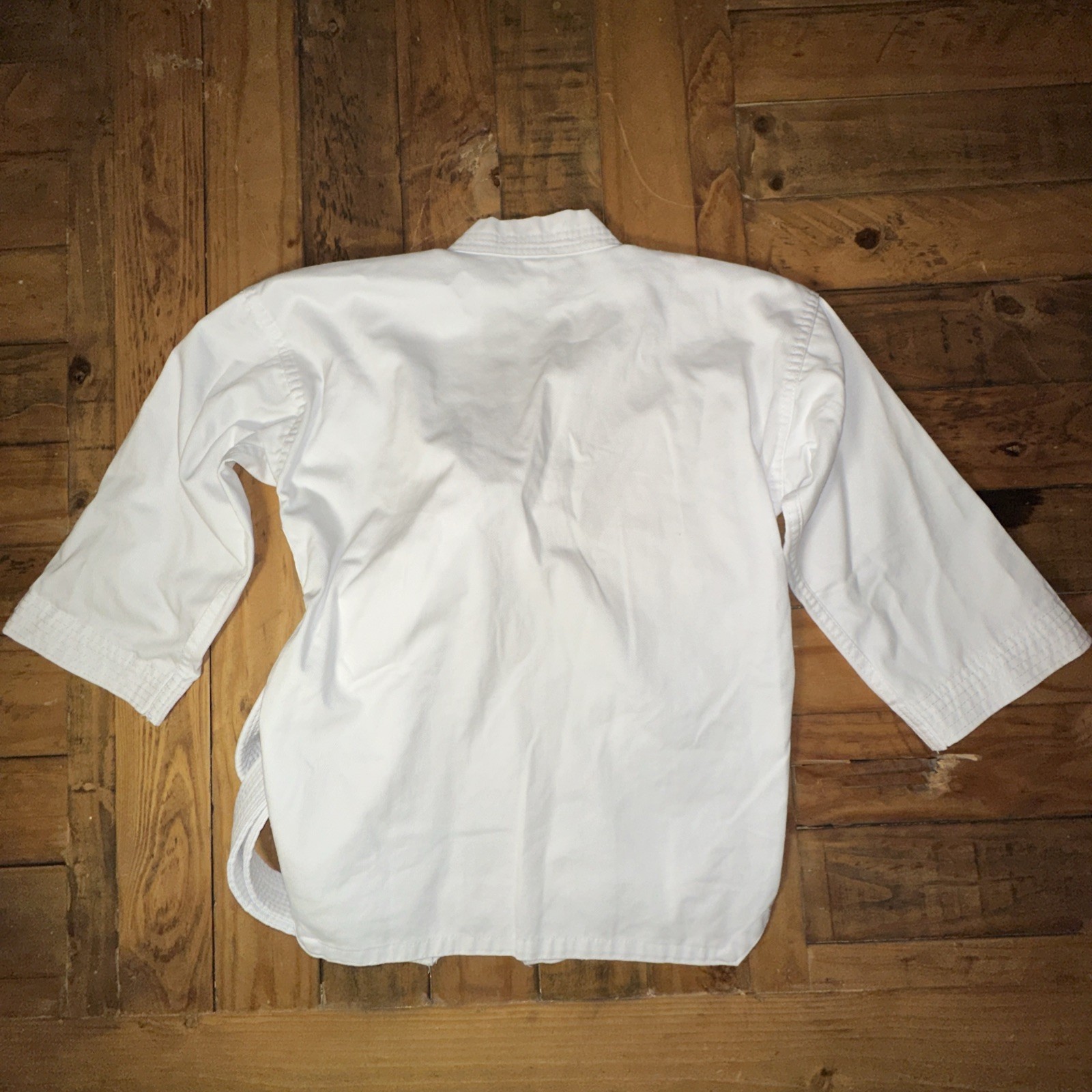 Martial Arts Karate Uniform Cotton Poly White with White Belt Unused Size 0/140