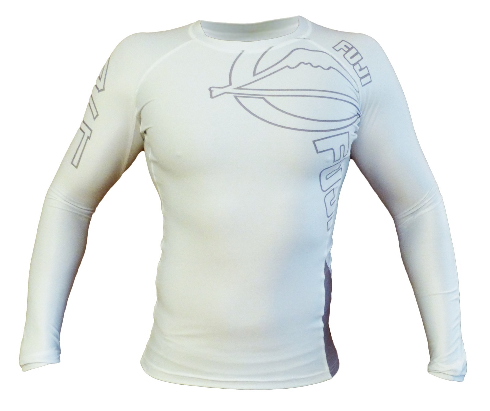 New Fuji Inverted MMA BJJ Jiu Jitsu LongSleeve Long Sleeve LS Rashguard – White
