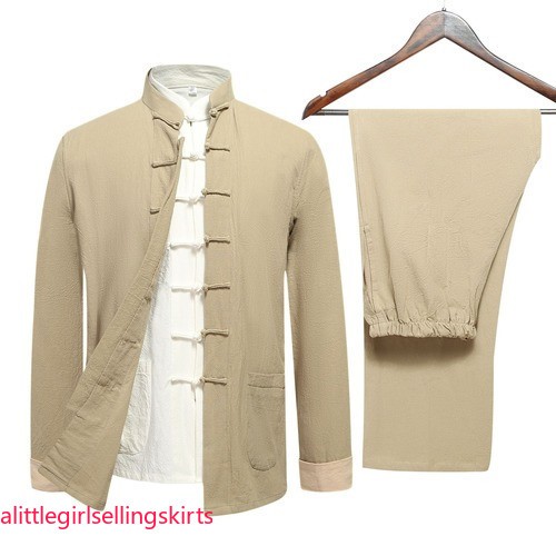 3pcs Traditional Chinese Linen Kung Fu Tai Chi Uniform Retro Plus Size Tang Suit