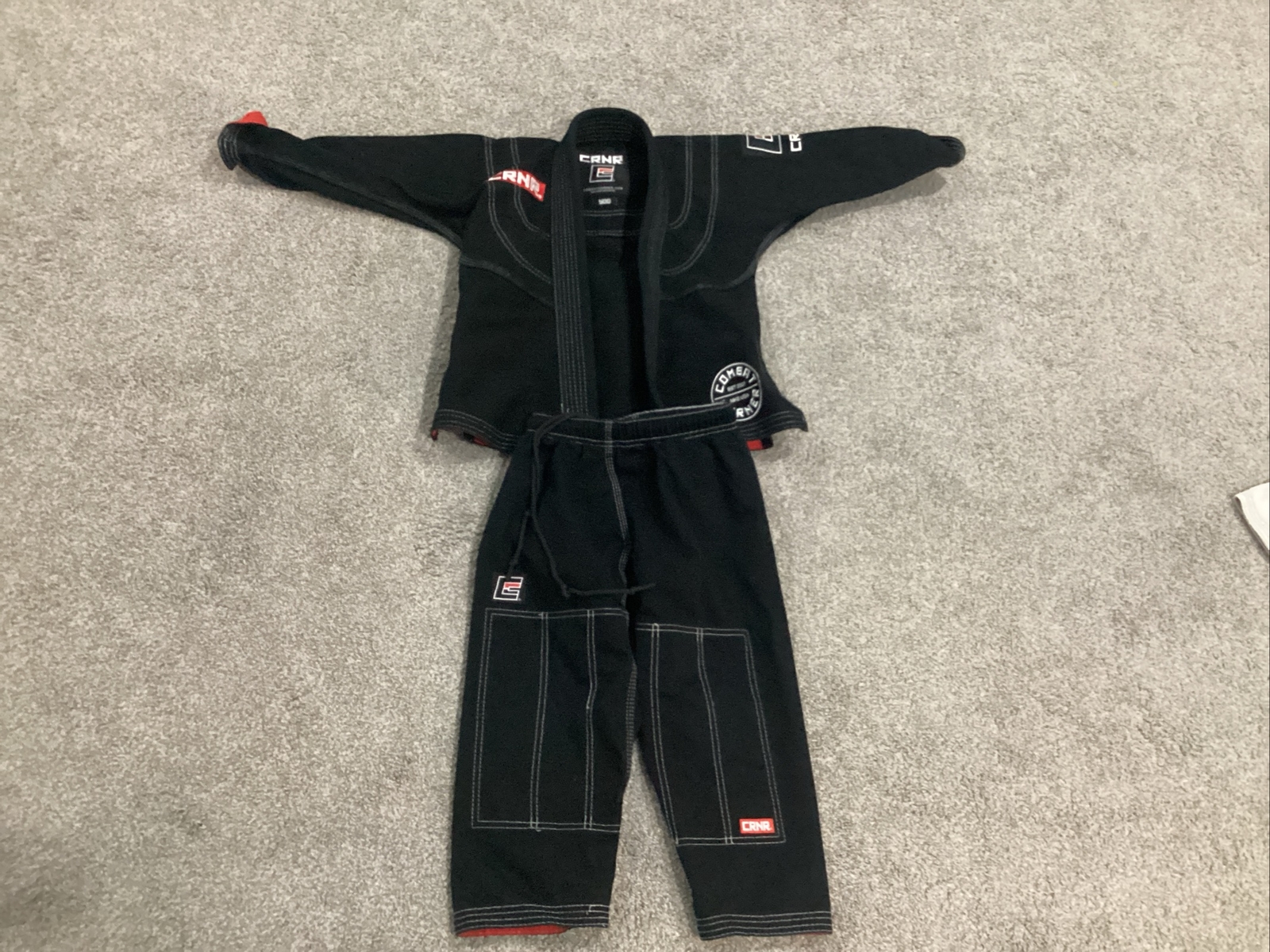 CRNR Combat Jiu Jitsu Gi Mens Size Y-00 Kimono BJJ Fighting Black With Pants