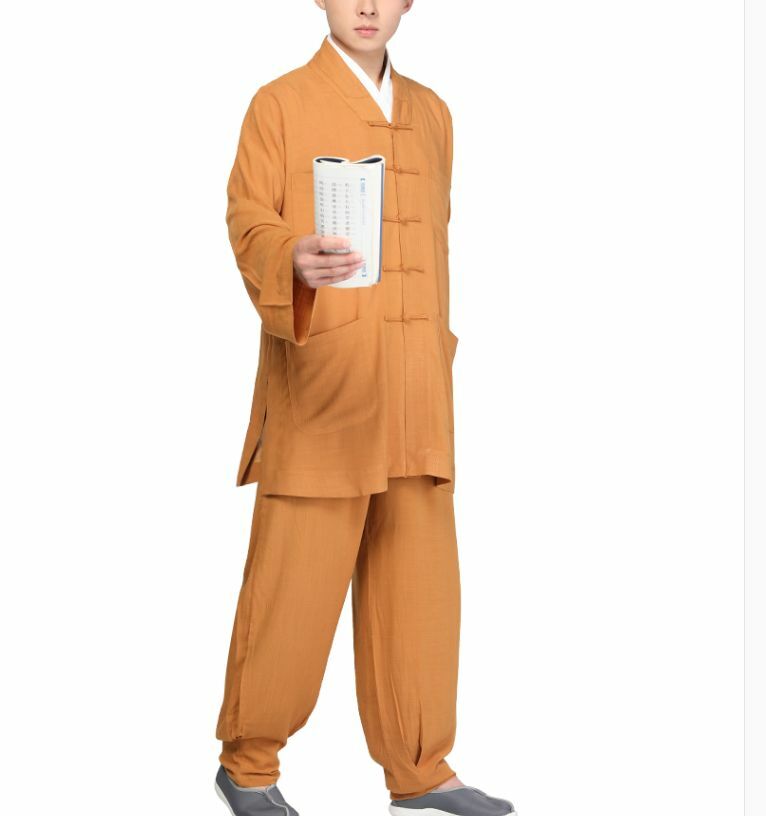 ZEN uniforms buddhist shaolin Monks suits lay meditation clothing green/coffee