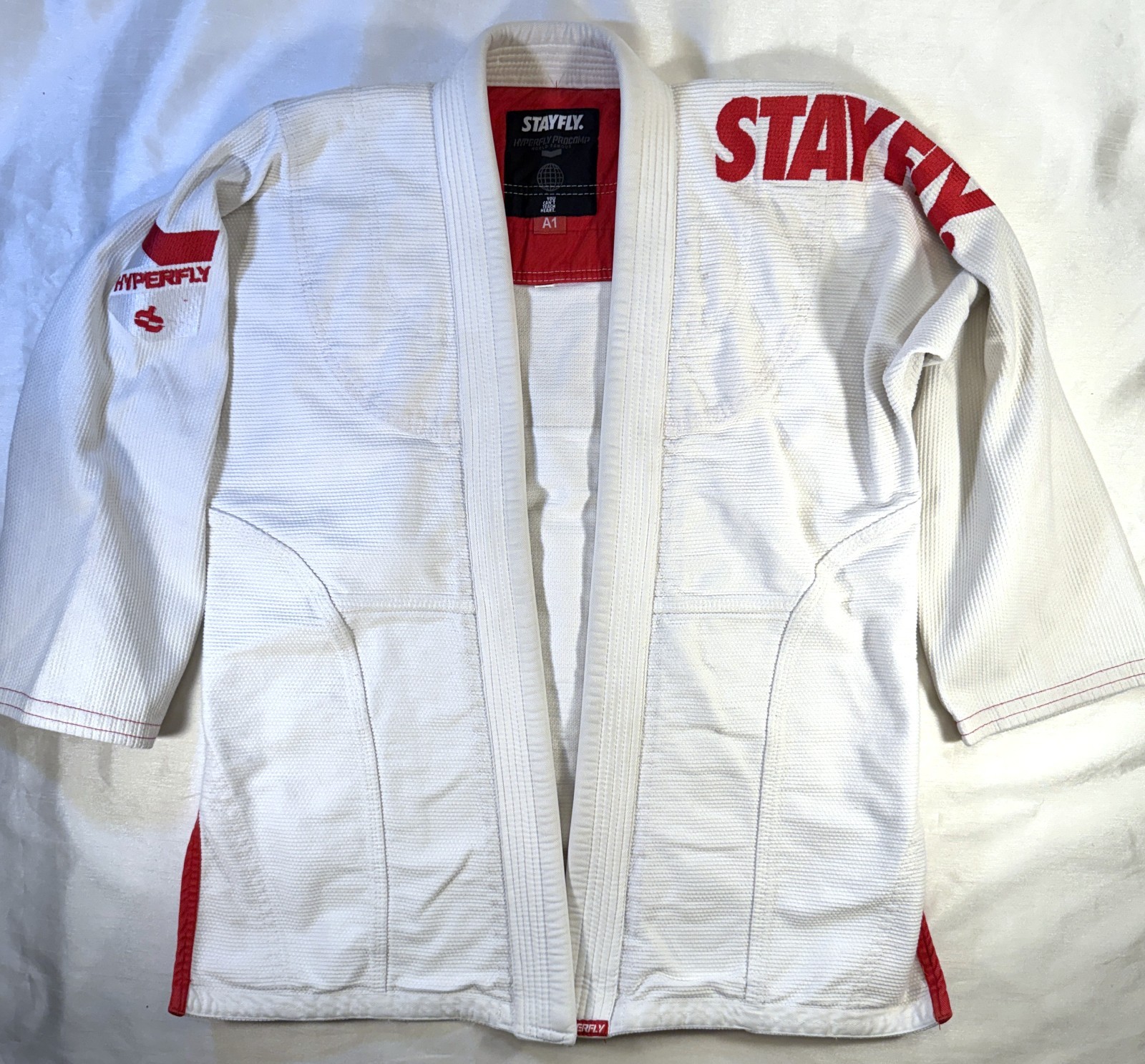 HYPERFLY PROCOMP WORLD FAMOUS STAYFLY White Jiu Jitsu Gi Jacket Size A1