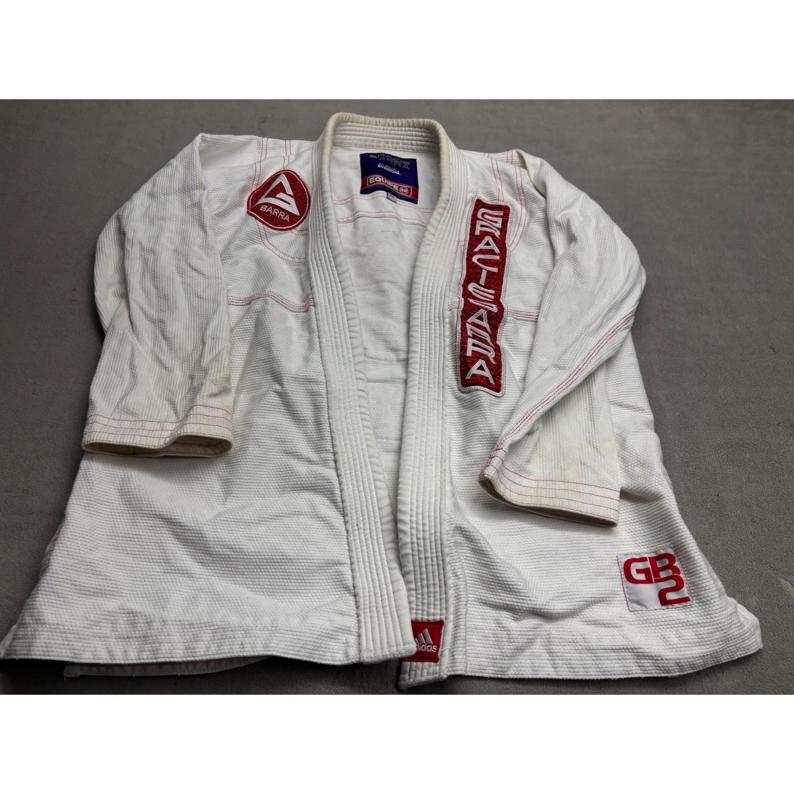 Adidas Gracie Barra Equipe GB Jiu-Jitsu Gi Jacket White Red R0 BJJ Kimono