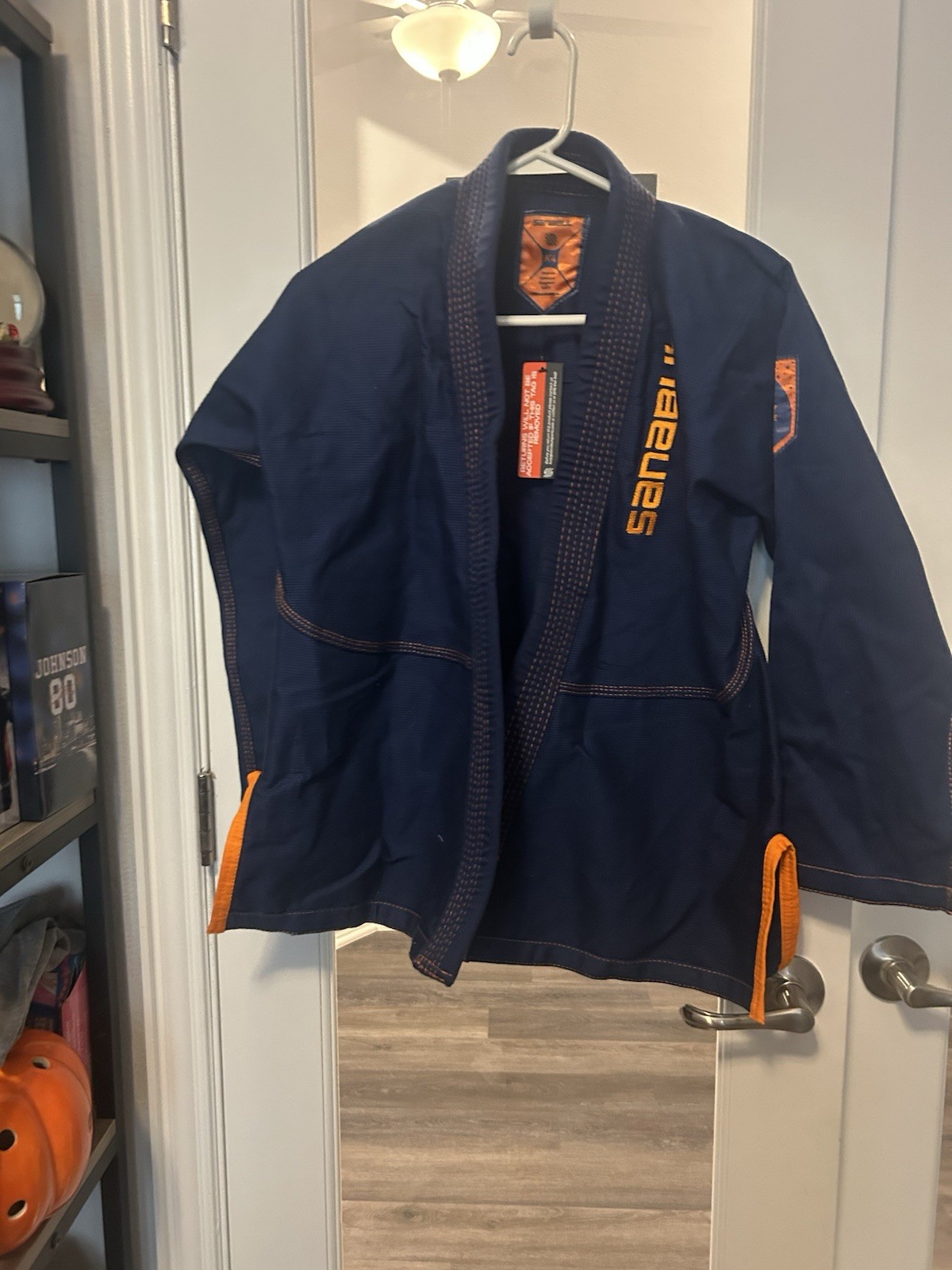 Sanabul K1 Kids Jacket Navy Blue Orange Trim Brazilian Jiu Jitsu Martial