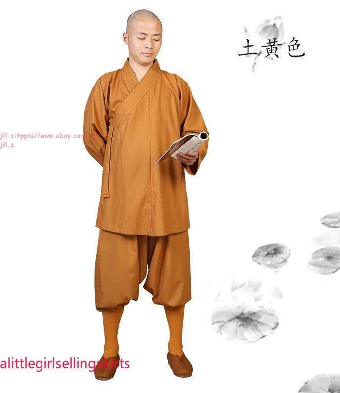 Women Men Buddhist Robes Shaolin Monk Kung Fu Suit Meditation Cotton Uniforms