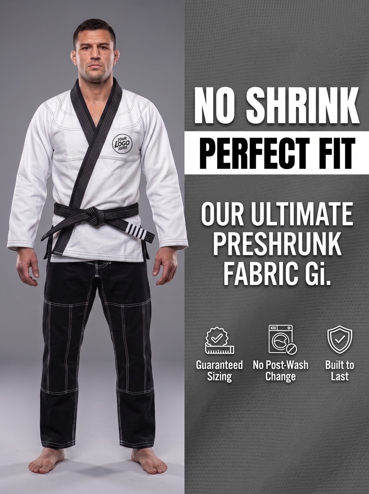 Premium Custom White BJJ Gi | 450 GSM Pearl Weave | 10 oz Ripstop Cotton Pants