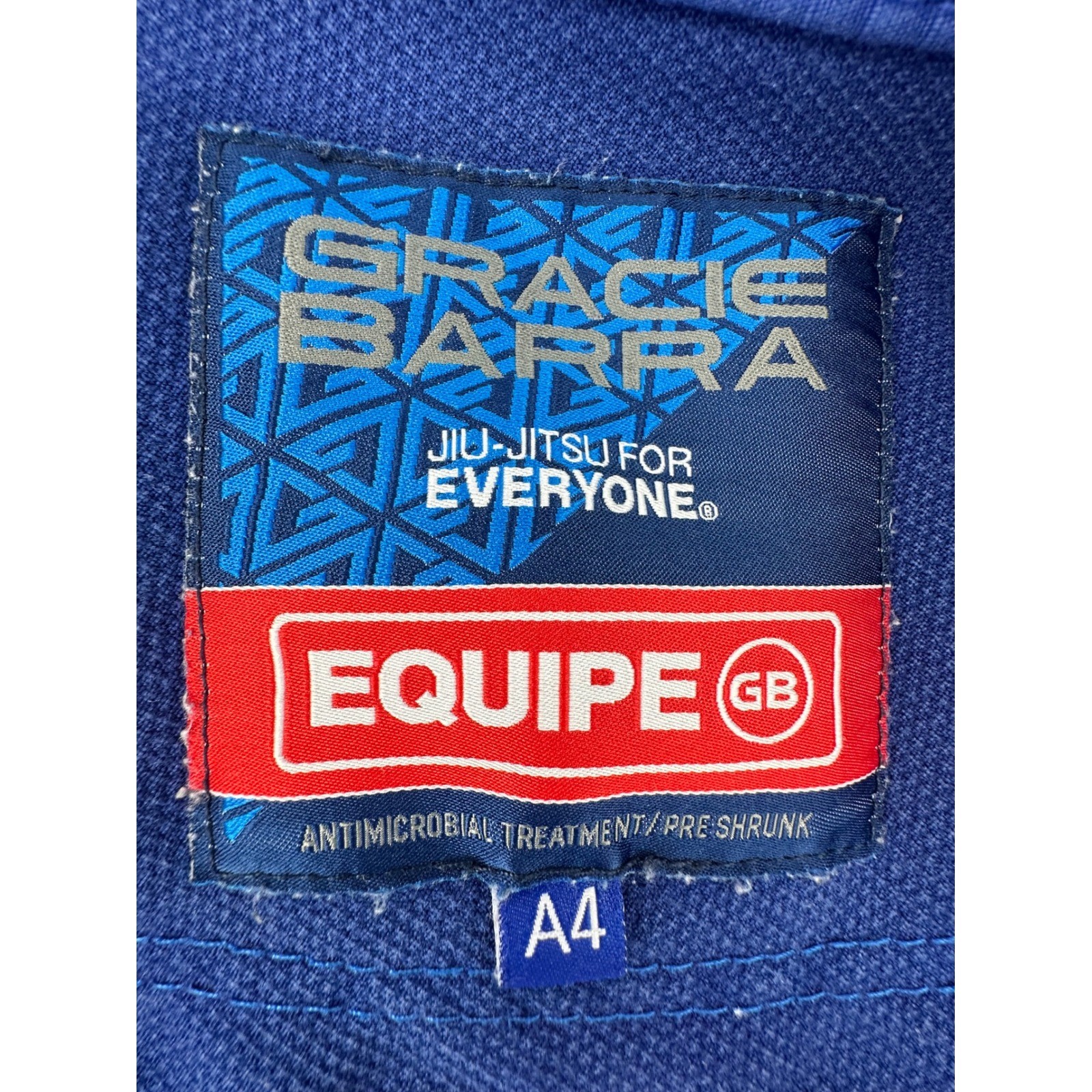 Gracie Barra Equipe GB Jiu-Jitsu Gi Kimono Jacket Blue Kids Size A4 Martial Arts