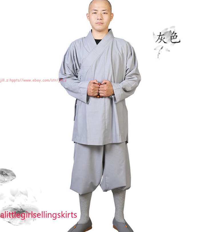 Women Men Buddhist Robes Shaolin Monk Kung Fu Suit Meditation Cotton Uniforms