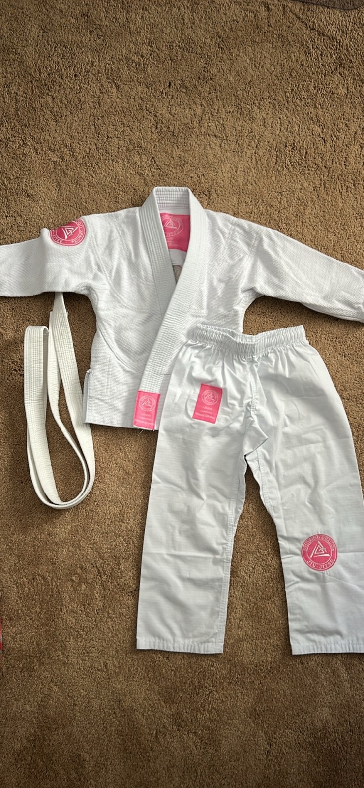 Girls gracie jiu jitsu- white and pink