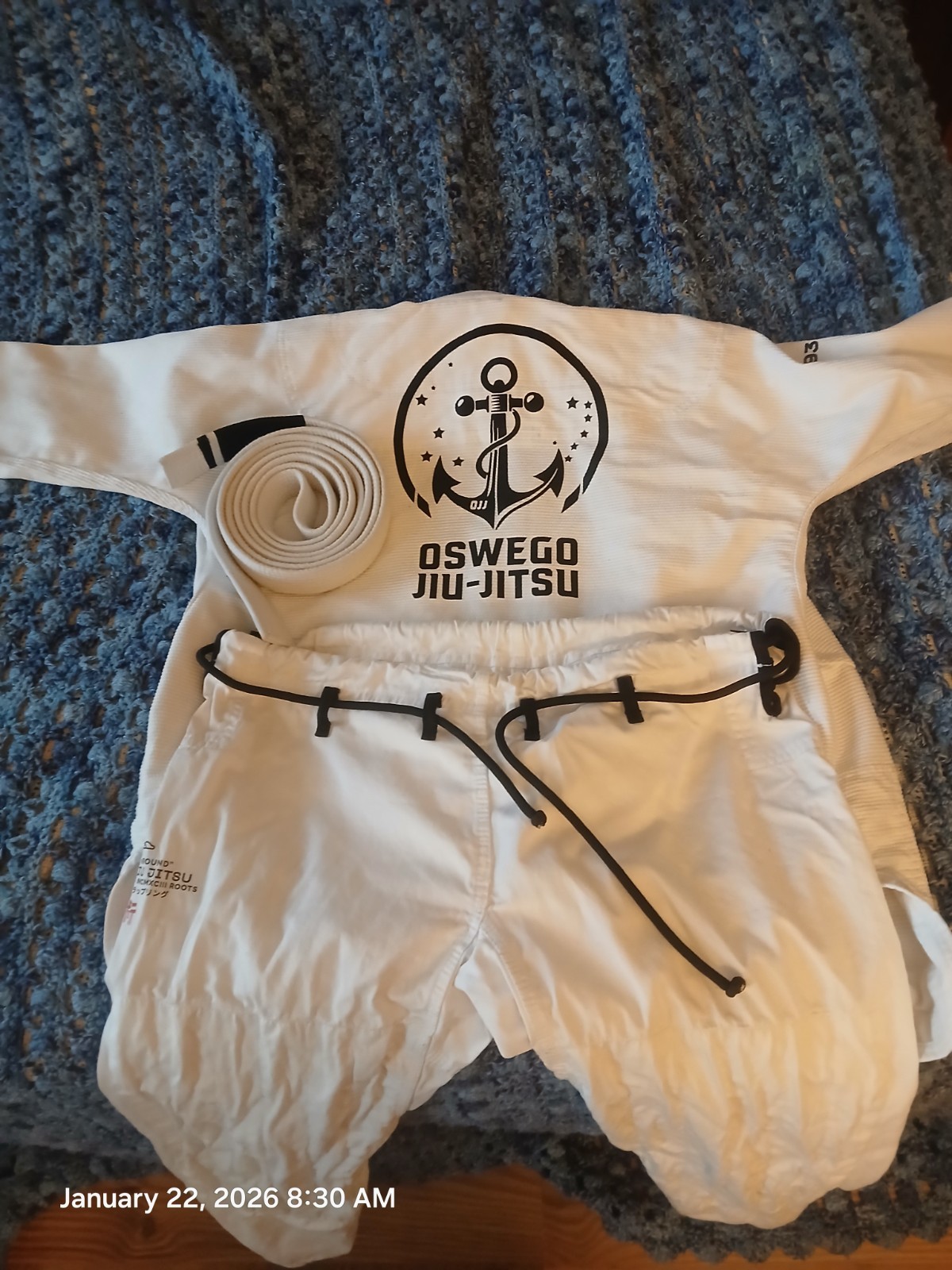 93 Brand jiu jitsu hooks classic V1 Oswego Jiu Jitsu branded with Gold BJJ belt