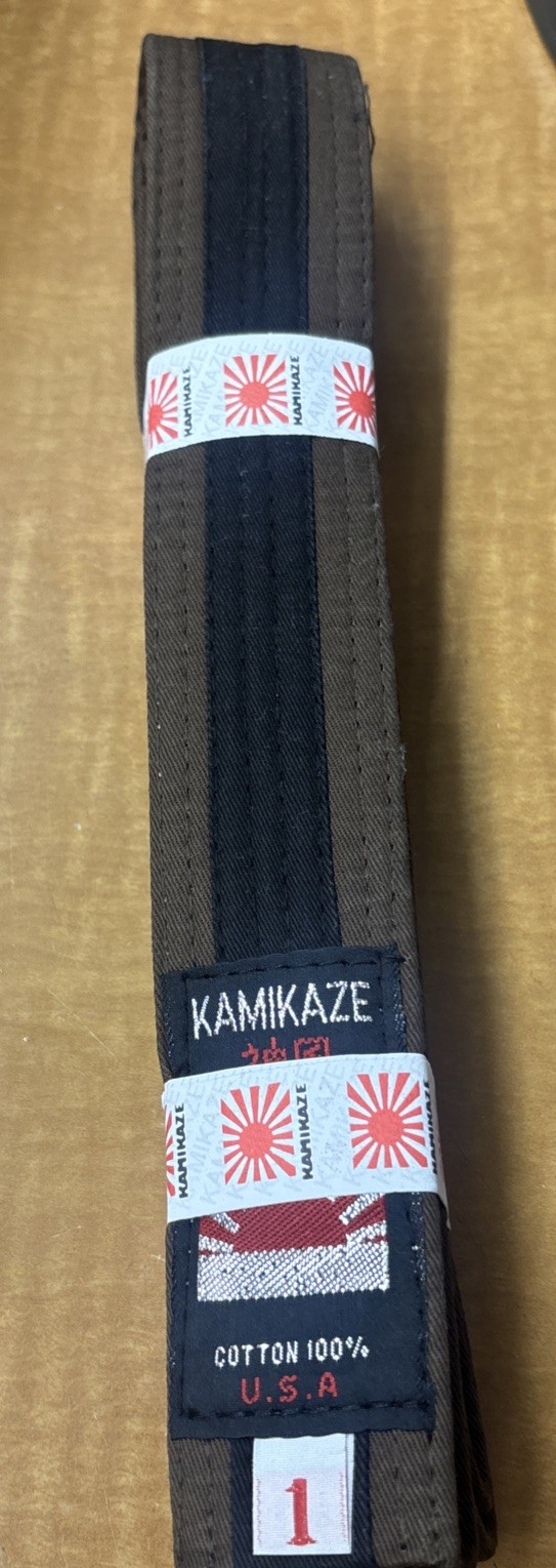Kamikaze Karate Belt Obi Karate USA brand brown black Size 1