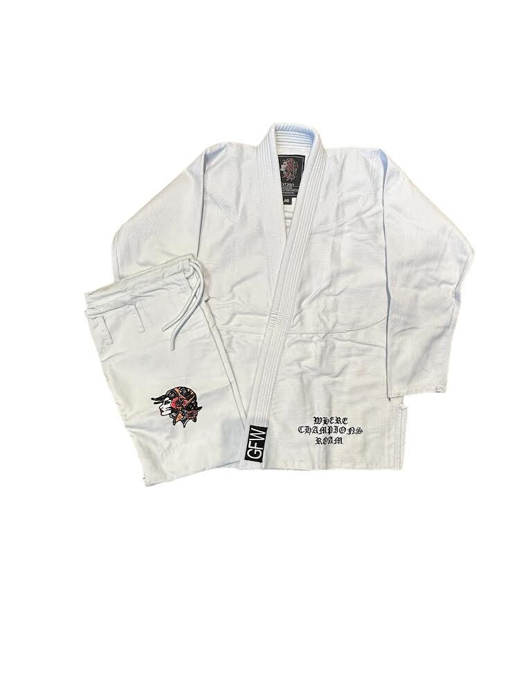 Bjj Jiu Jitsu Gi Kimono By Gitana “Where Champions Roam” Size A2 – White