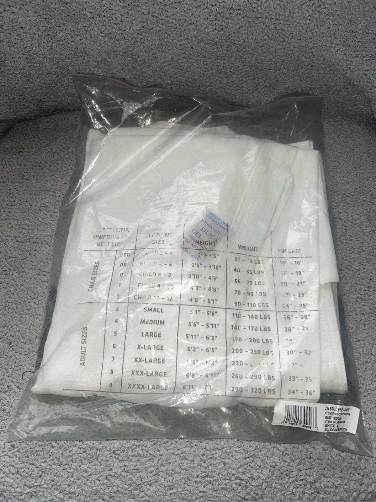 Century Matrial Arts Lightweight 6 oz Student Uniform Size 5 White with belt NIB