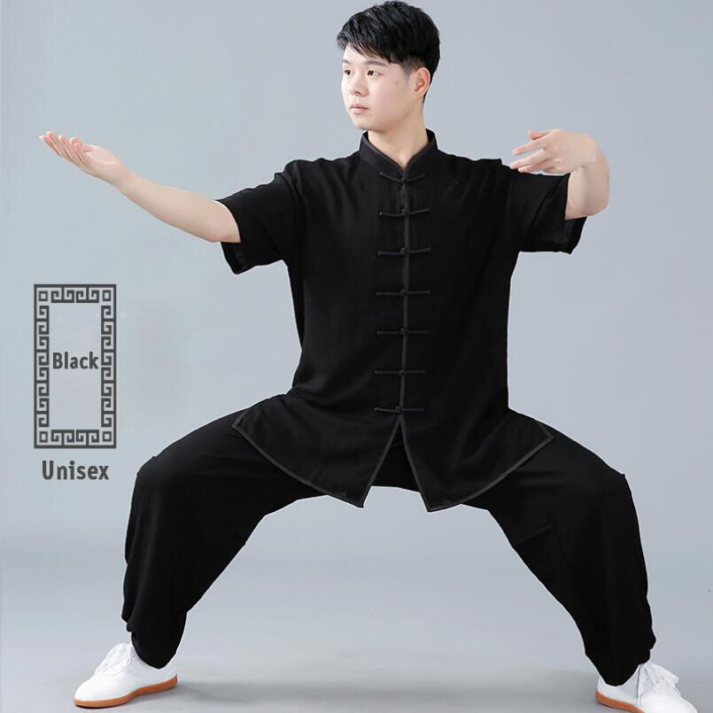 Linen Martial Arts Tai Chi Uniform Kung Fu Wingchun Suit Short Sleeves Outfit