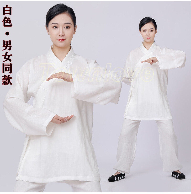 Unisex Wudang Taoist Cotton Linen Robe Kung Fu Tai Chi Uniform Martial Arts Suit