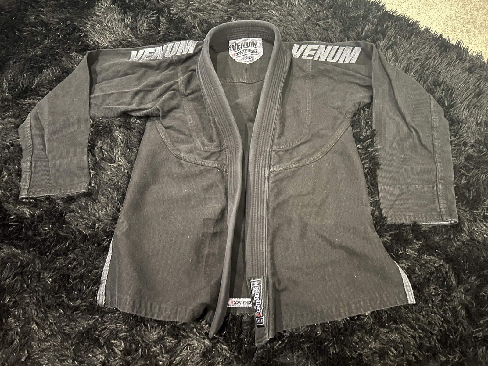 Venum Contender Men’s Black Martial Arts BJJ Ju Jitsu Gi Jacket Top Size A3.5