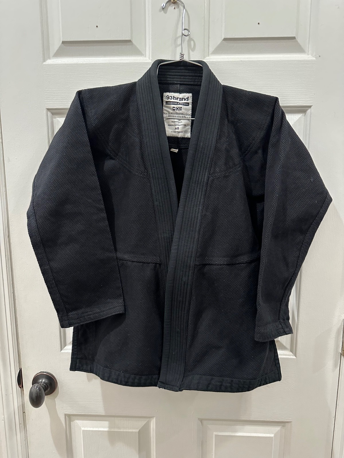 93 Brands Hooks Kimono Men AO Black Jiu Jitsu MMA Martial Arts Jacket