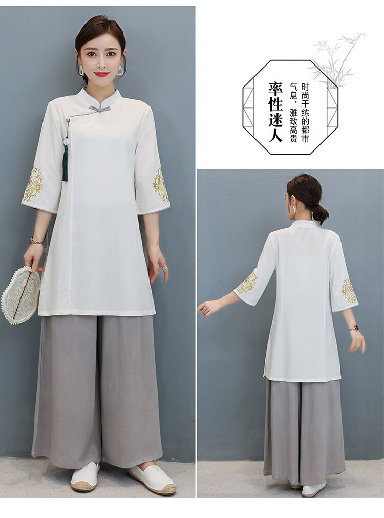 Womens Casual Cotton Linen Yoga Tai Chi Sets Uniform Martial Arts Kung Fu Suit