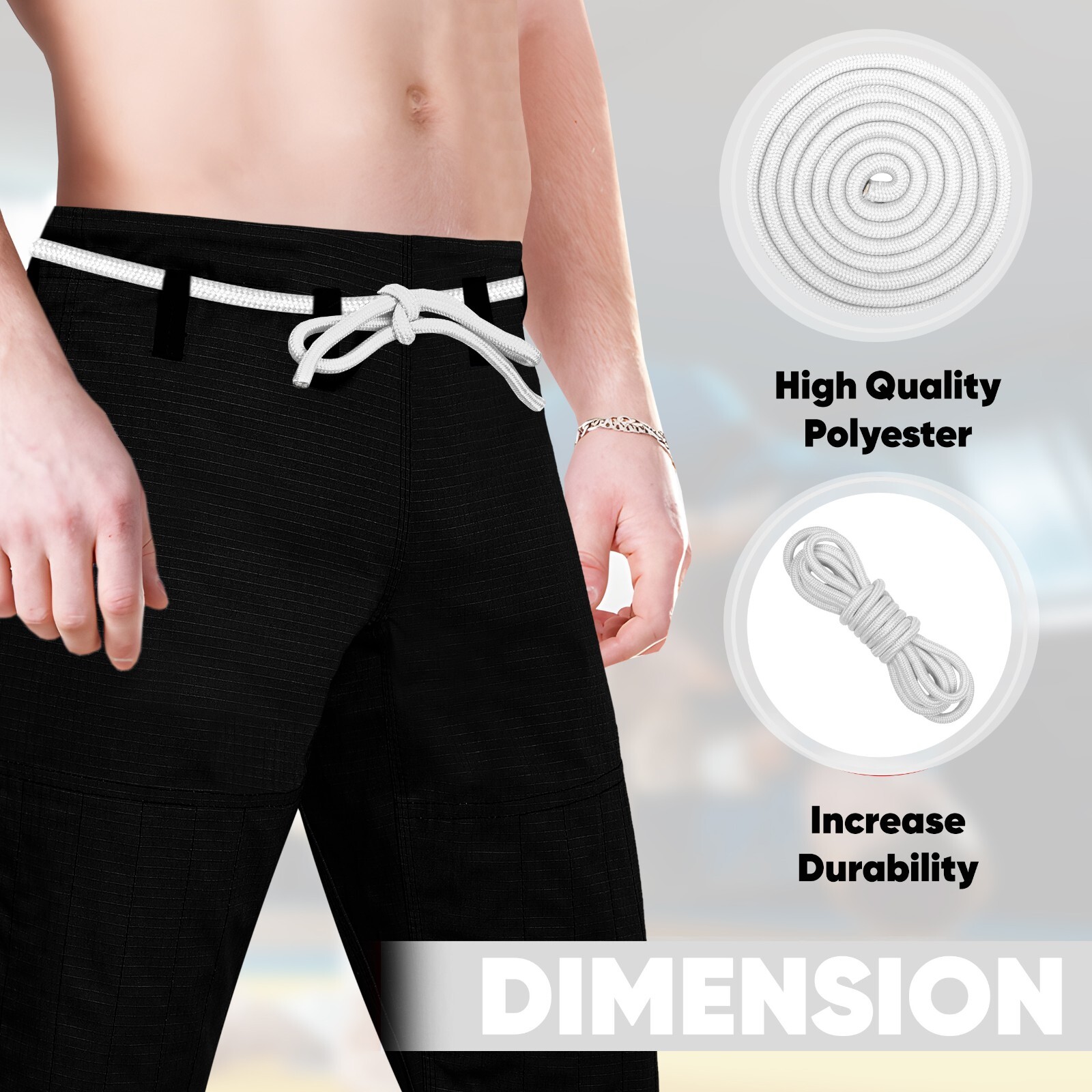 White Drawstring Bjj JiuJitsu Gi Pants Replacement Rope MMA Pants Drawstring