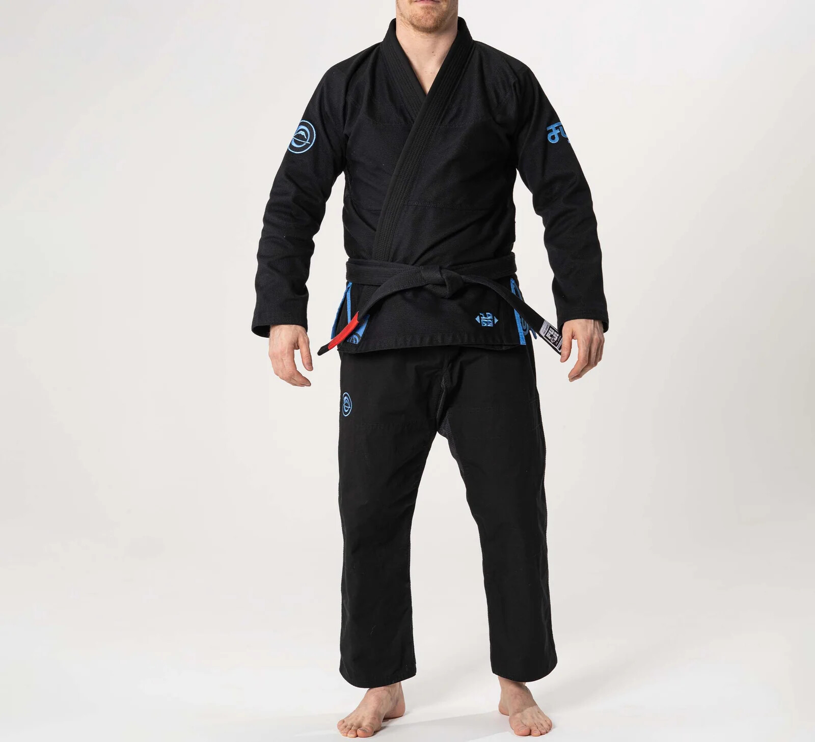 Fuji Sports Flow Tech Breathable Mens BJJ Jiu Jitsu Gi JiuJitsu Black/Blue/Grey