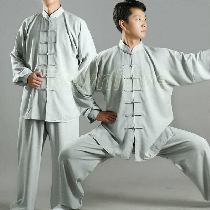 Men Women Kung Fu Apparel Tai Chi Suit Cotton Linen Shirt & Pants Wushu Uniform