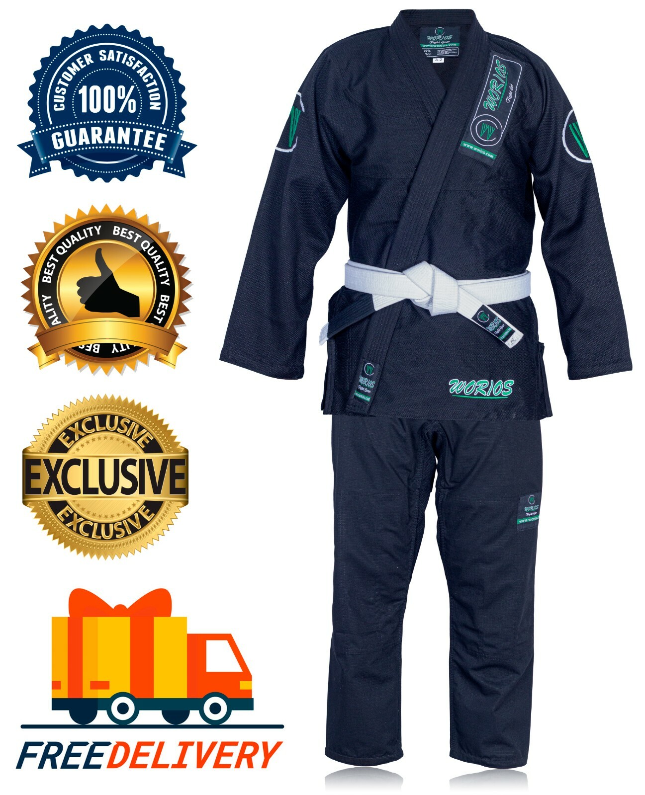 Worios Competition I Brazilian JiuJitsu Grappling Gi Black