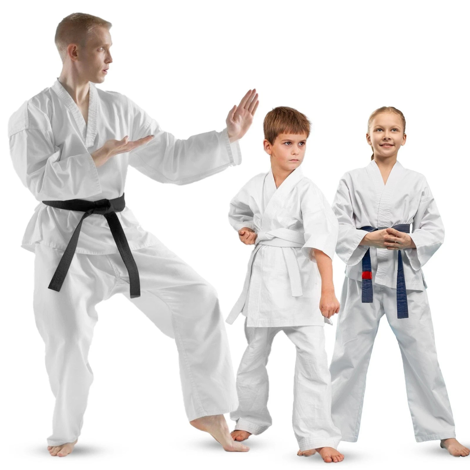 Judo Karate Training Suit Martial Arts White Uniform Set For Kids / Adults
