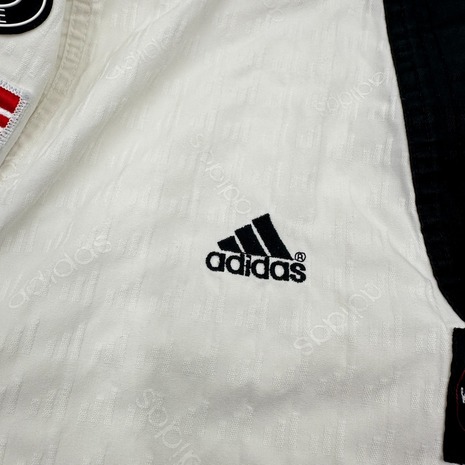 Vtg Adidas Taekwondo Dobok Uniform Top Size 00 130cm WTF Patches USA Korea