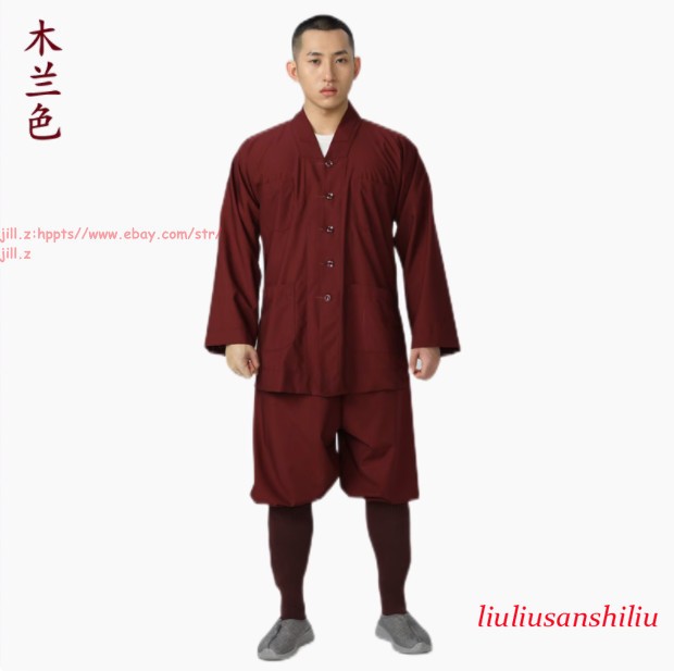 High Quality Casual Suits Buddhist Monk Religion Sets V-Neck Shirt+Pant Uniform