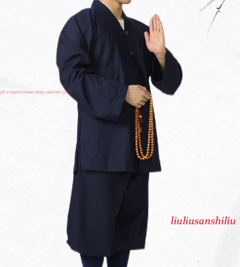 High Quality Casual Suits Buddhist Monk Religion Sets V-Neck Shirt+Pant Uniform