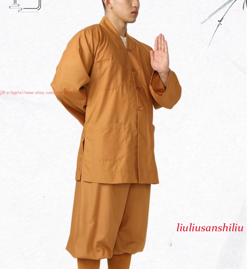 High Quality Casual Suits Buddhist Monk Religion Sets V-Neck Shirt+Pant Uniform