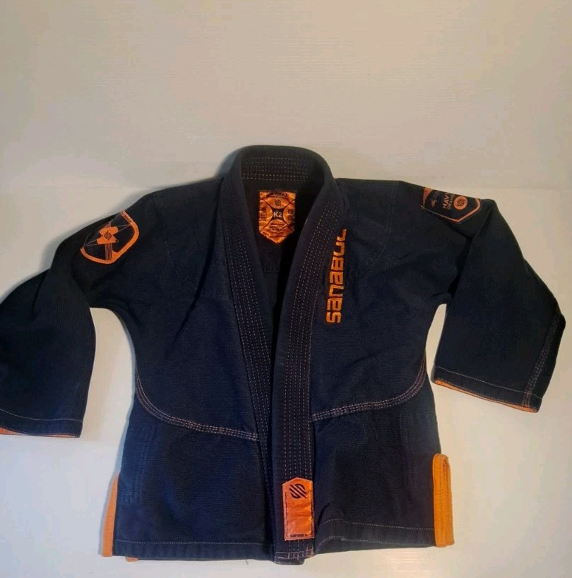 SANABUL Jiu Jitsu Gi Jacket And Pants Size K2 Navy Orange Pre-owned