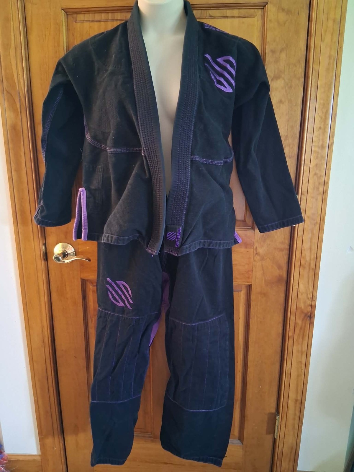 Kids Unisex Jiu-Jitsu BJJ Gi Uniform Set Black/Purple, Size XS, M2