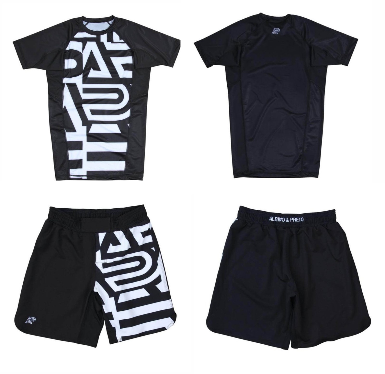 Albino and Preto Batch 19 Distract and AttaRash Guard SS & Shorts No Gi Bjj