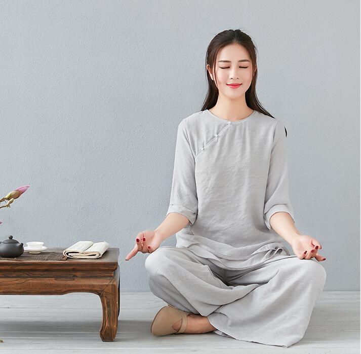Womens Chinese Martial Arts Wushu Tai Chi Yoga Set Kung Fu Suit Uniform Pant Top