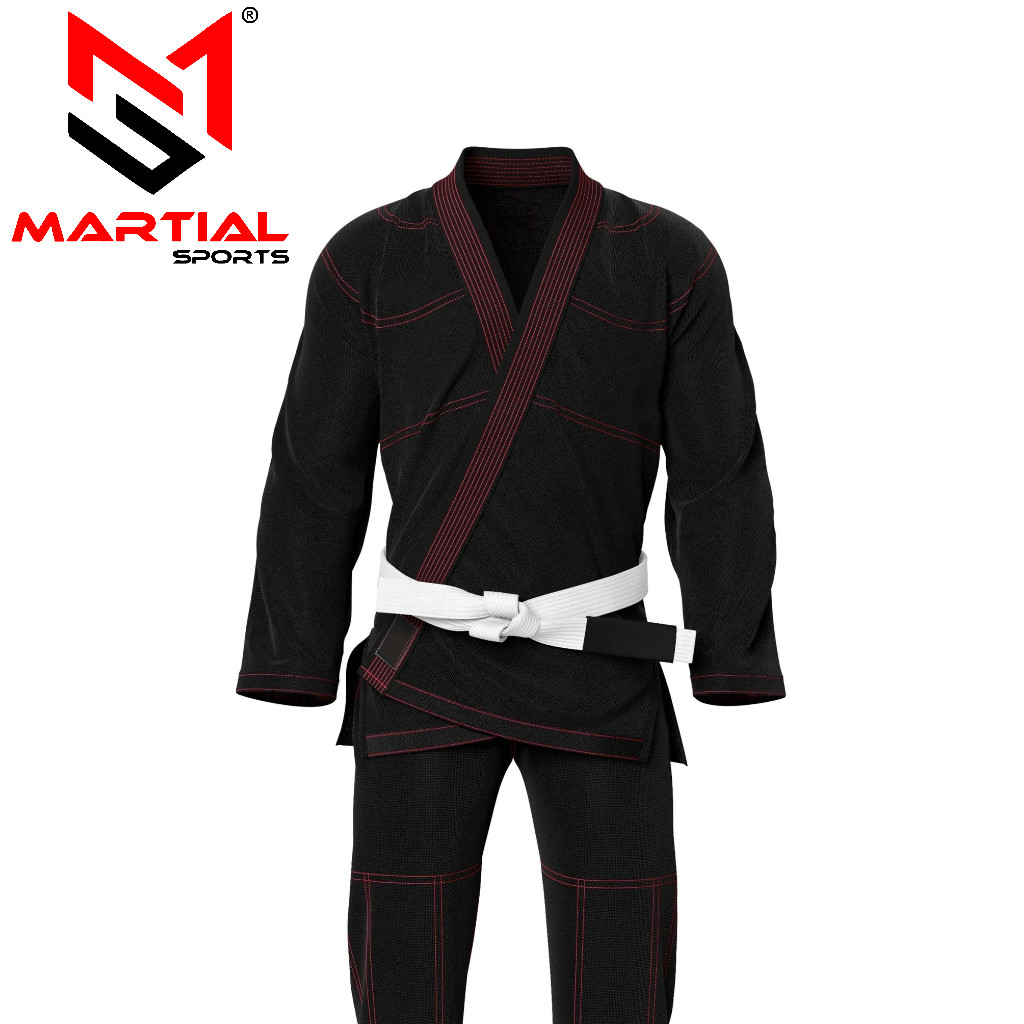 Martial Sports Brazilian Jiu Jitsu Gi Uniform – Black/Red, Free Belt, Free Ship