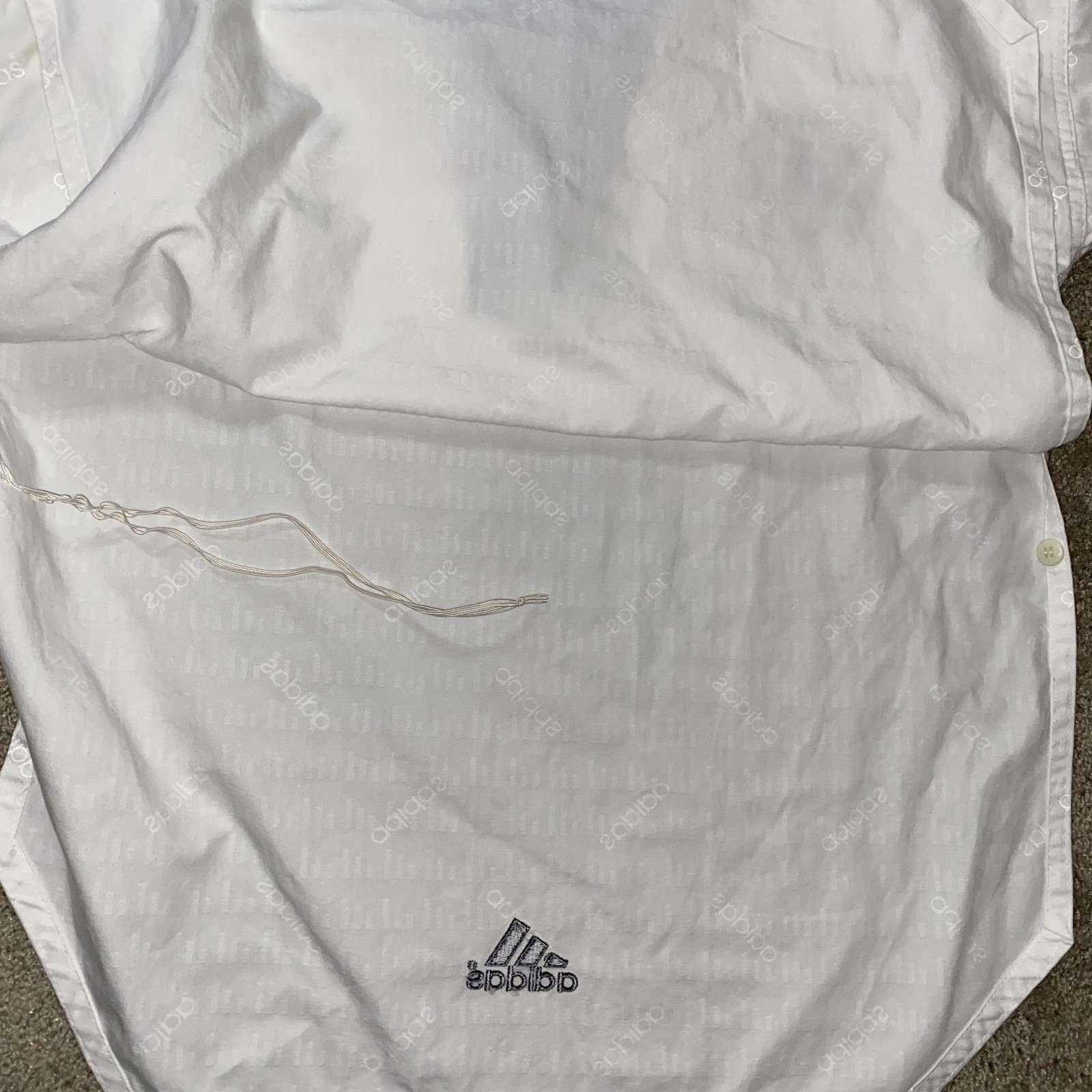 Adidas Taekwondo Dobok Top Mens Medium White Black Collar USA Korea AAU Patches