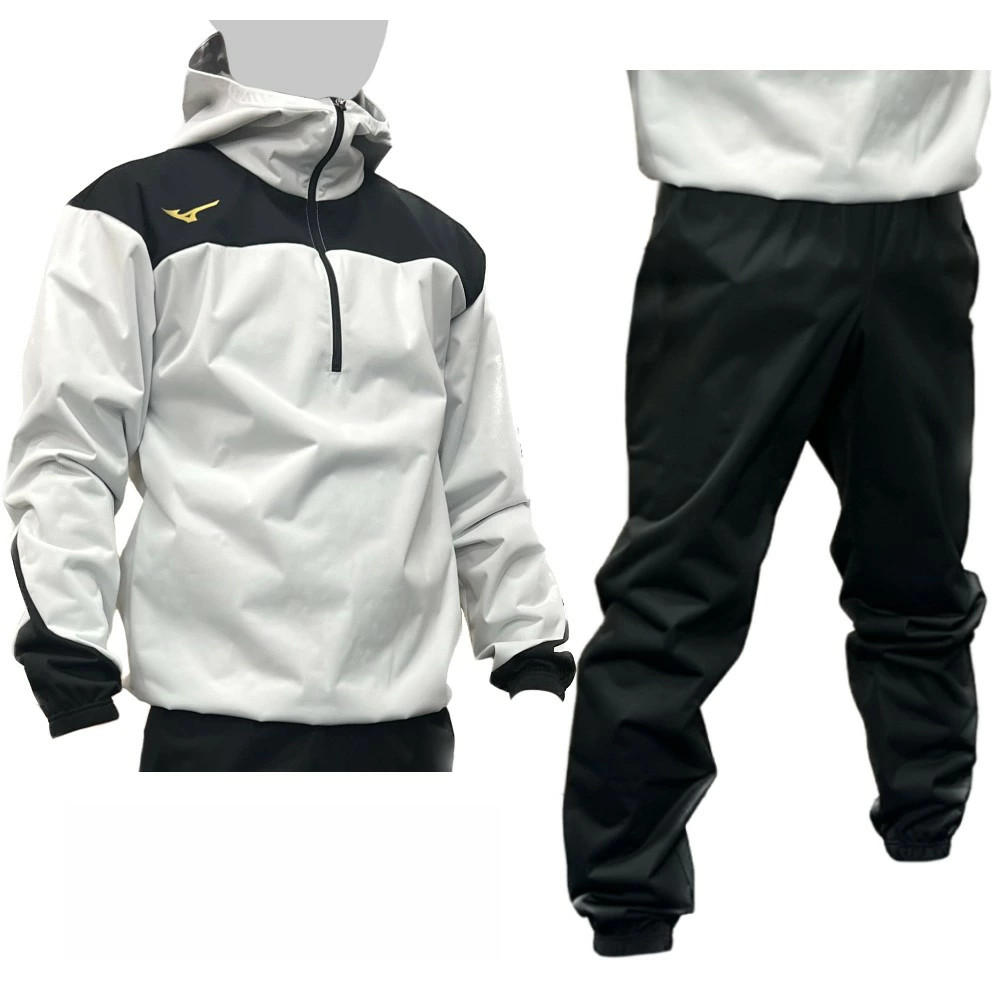 Mizuno Sauna Suit Set with Pocket for Weight Loss Training Half-Zip Shirt&Pants