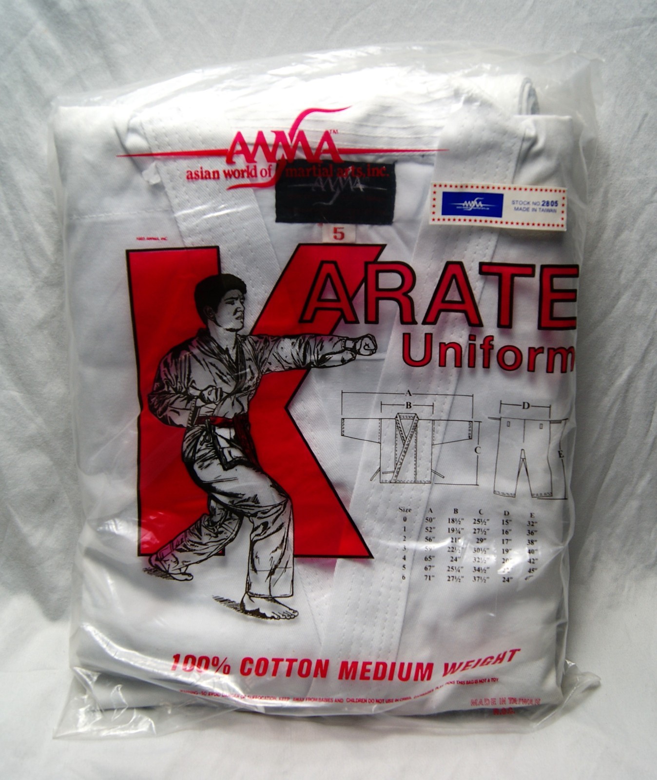 vintage karate uniform size 5 white asian world martial arts AWMA medium weight