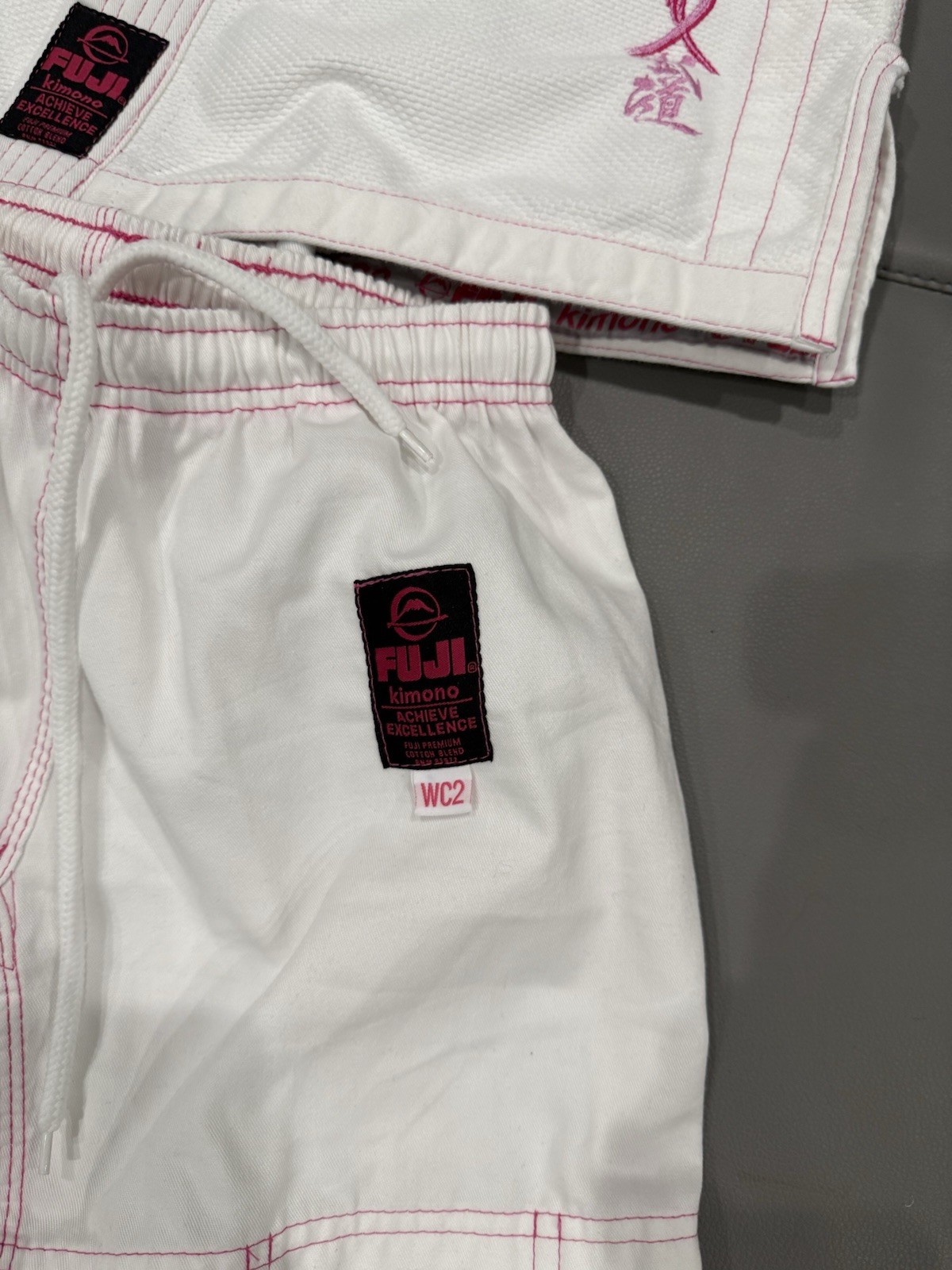 Fuji Girls Brazilian Jiu-Jitsu BJJ Gi Uniform Set White/Pink WC2 With White Belt