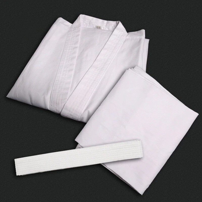 Karate Uniforms White PolyCotton Martial Art 8oz Gi New with belt Kids Unisex